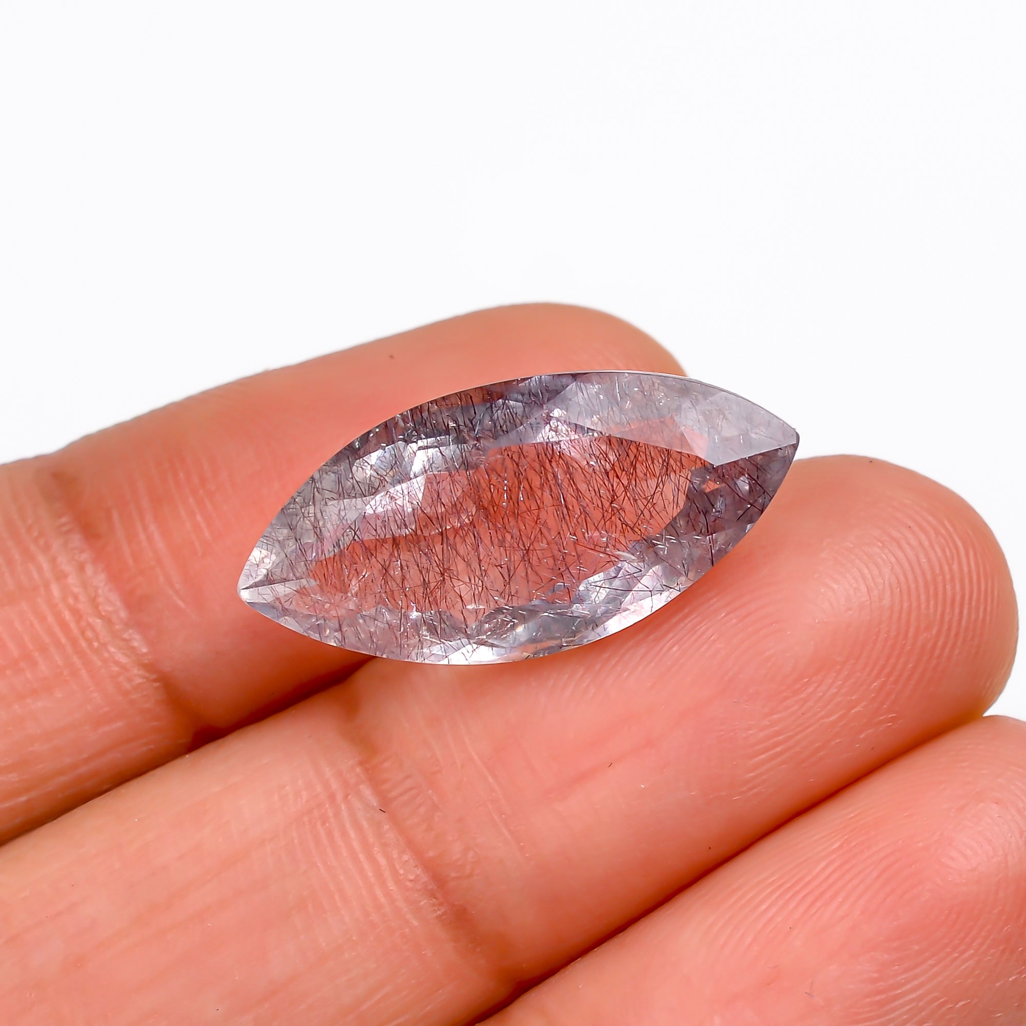 elestial hematite quartz marquise shape cut stone loose gemstone